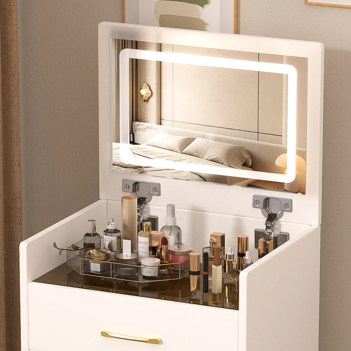 Vanity Desk With Mirror And 3 Drawers American Design White - Furniture Home Direct