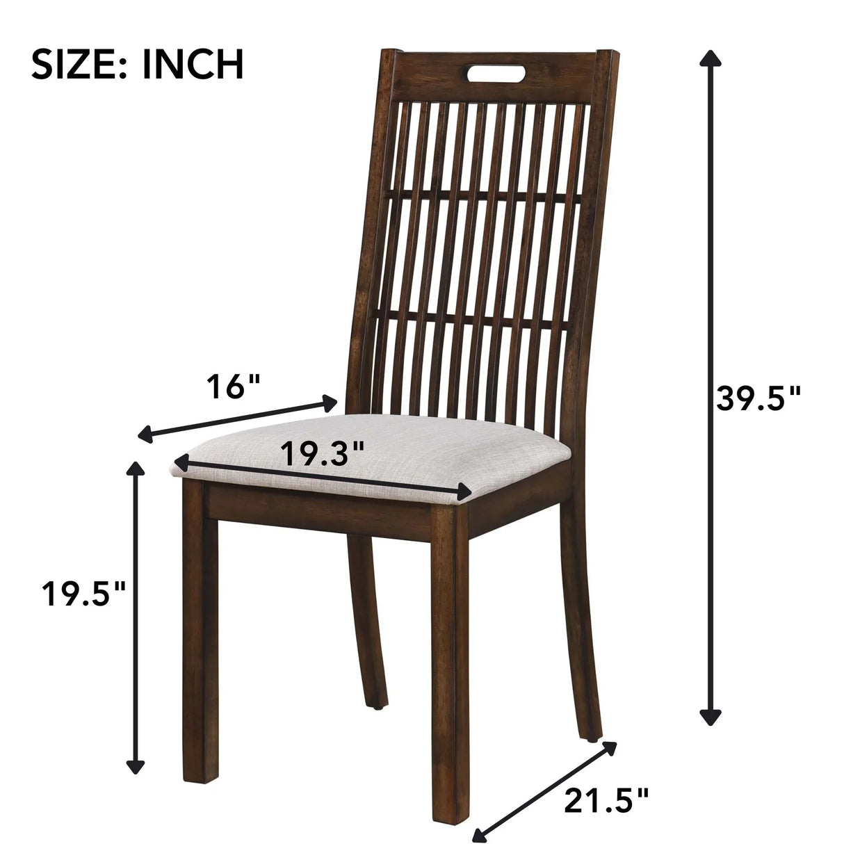 2 Pieces Set Dining Side Chair Rustic Modern Farmhouse Design Retro Design Easy To Assembly - Antique Dark Oak - Furniture Home Direct