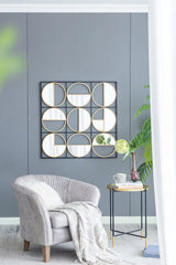 Eclectic Styling Metal Beaded Wall Mirror With Contemporary Design For Bedroom, Liveroom & Entryway - Furniture Home Direct