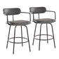 Demi - Contemporary Fixed Height Counter Stool With Swivel With Round Footrest (Set of 2) - Furniture Home Direct