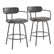 Demi - Contemporary Fixed Height Counter Stool With Swivel With Round Footrest (Set of 2) - Furniture Home Direct