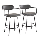 Demi - Contemporary Fixed Height Counter Stool With Swivel With Round Footrest (Set of 2) - Furniture Home Direct