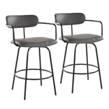 Demi - Contemporary Fixed Height Counter Stool With Swivel With Round Footrest (Set of 2) - Furniture Home Direct