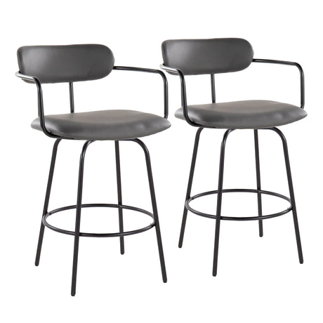 Demi - Contemporary Fixed Height Counter Stool With Swivel With Round Footrest (Set of 2) - Furniture Home Direct