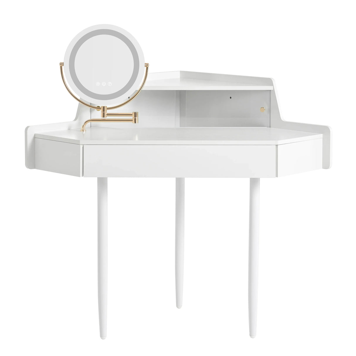 Vanity Desk With Large Storage Modern Design Stool White - Furniture Home Direct