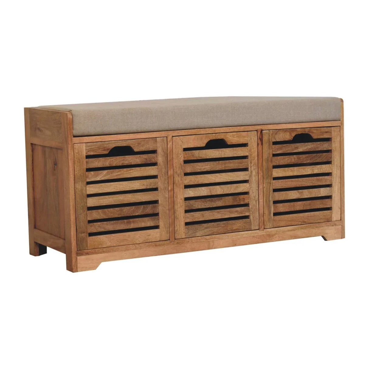 Shutter Shoe Bench, 3 Drawer - Oak - Furniture Home Direct