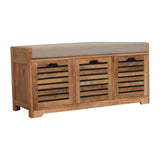 Shutter Shoe Bench, 3 Drawer - Oak - Furniture Home Direct
