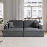 Oversized Loveseat Chaise With 2 USB Ports, 2 Cup Holders And 2 Throw Pillows - Furniture Home Direct