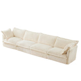 Corduroy Long Stationary Sofa - Cream - Furniture Home Direct