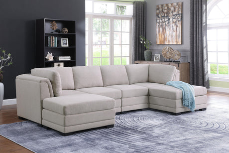 Kristin - Linen Fabric Reversible Sectional Sofa - Furniture Home Direct