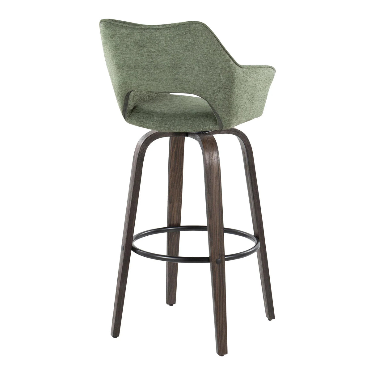 Mustang - Contemporary Fixed Height Barstool With Swivel With Round Footrest (Set of 2) - Furniture Home Direct