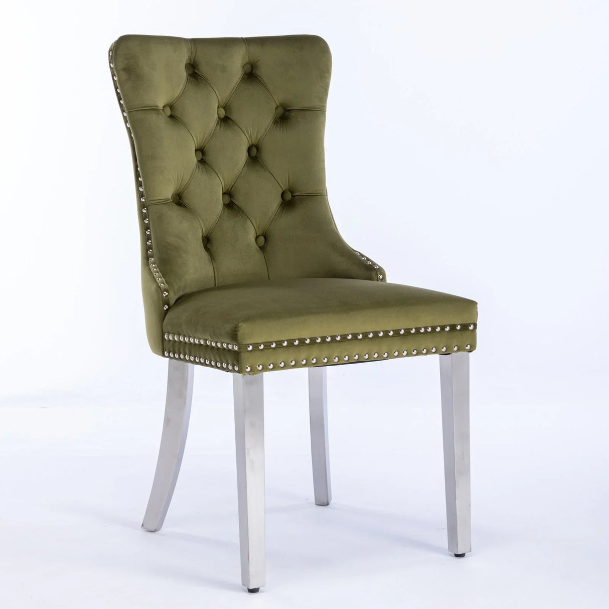Nikki - Modern, High-End Tufted Solid Wood Contemporary Velvet Upholstered Dining Chair With Chrome Stainless Steel Plating Legs, Nailhead Trim (Set of 2) - Furniture Home Direct