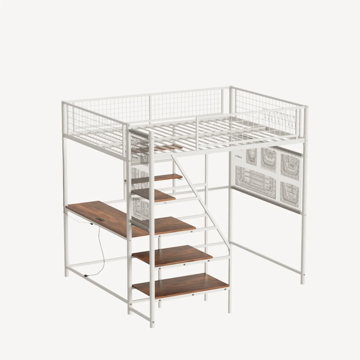 Metal Loft Bed With Built - In Charging Station And LED Light - Furniture Home Direct
