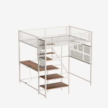 Metal Loft Bed With Built - In Charging Station And LED Light - Furniture Home Direct
