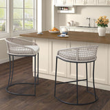 Coastal Woven Counter Stool With Upholstered Seat - Furniture Home Direct