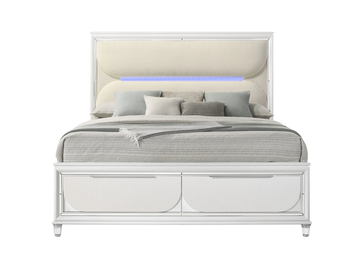 Tarian - Boucle With LED & Storage - Furniture Home Direct