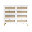 8 Drawers Chest Of Drawers With Rattan Drawer Face Golden Legs And Handles - White - Furniture Home Direct