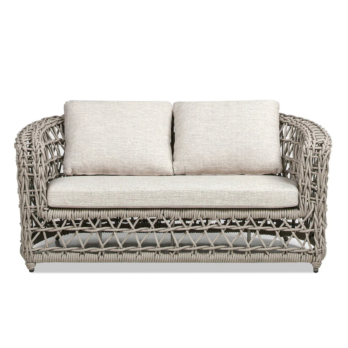 Everly - Frame Barrel Deep Seating Patio Loveseat Sofa Axroma Olefin - Oat Beige - Furniture Home Direct