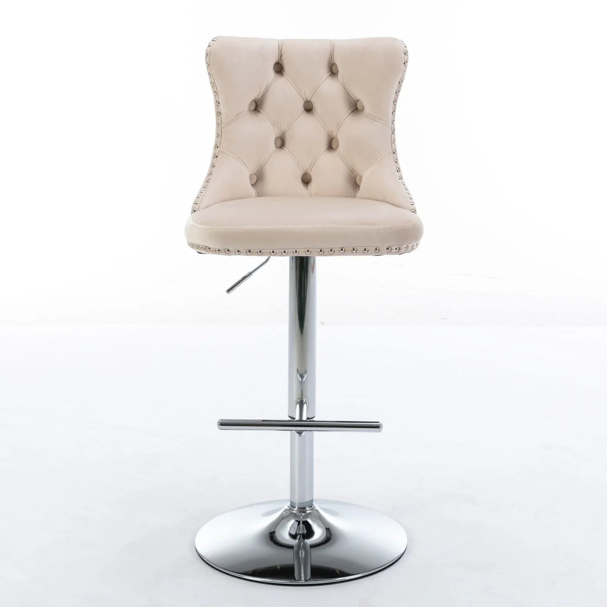 Swivel Velvet Barstools Adjusatble Seat Height From 25-33", Modern Upholstered Chrome Base Bar Stools With Backs Comfortable Tufted For Home Pub And Kitchen Island (Set of 2) - Furniture Home Direct