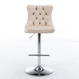 Swivel Velvet Barstools Adjusatble Seat Height From 25-33", Modern Upholstered Chrome Base Bar Stools With Backs Comfortable Tufted For Home Pub And Kitchen Island (Set of 2) - Furniture Home Direct