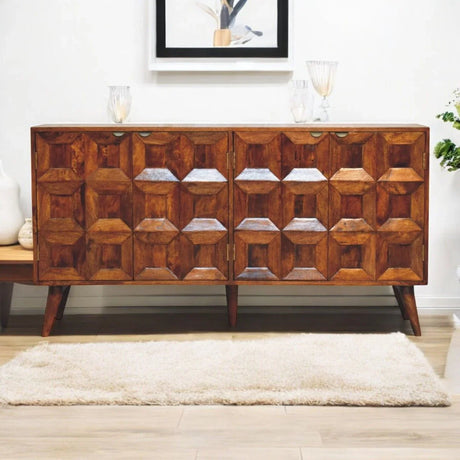 Solis - Carved 4 Door Sideboard - Brown - Furniture Home Direct