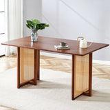 Dining Table Retro Solid Wood Rectangular Classic Walnut - Furniture Home Direct