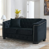 Sofa And Loveseat - Velvet Black - Furniture Home Direct