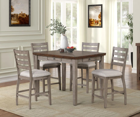 Counter Side Dining Stool With Ladder Back (Set of 2) - Gray - Furniture Home Direct