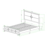 Uriuni - 5 Piece King Bedroom Set With Panel Headboard And LED Lighting - Gold / White - Furniture Home Direct