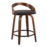 Grotto - Mid-Century Modern Fixed Height Counter Stool & Swivel With Round Footrest (Set of 2) - Furniture Home Direct