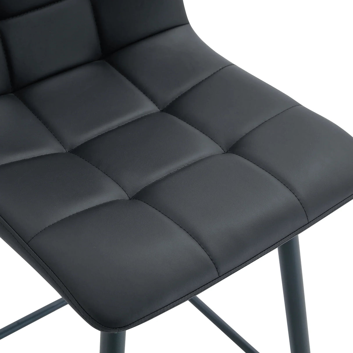 Counter Stool Set Faux Leather Tufted Cushions Black - Furniture Home Direct