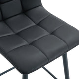 Counter Stool Set Faux Leather Tufted Cushions Black - Furniture Home Direct