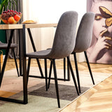 Dining Chair Set Modern Upholstered Linen Cotton Dark Gray - Furniture Home Direct