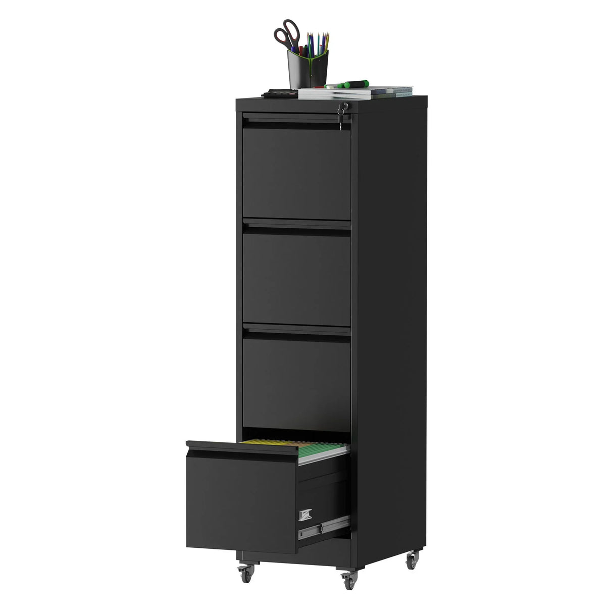 Drawer Metal Locking Vertical File Cabinet With Wheels Heavy Duty Lockable Storage - Furniture Home Direct