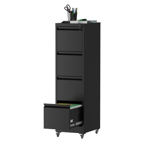 Drawer Metal Locking Vertical File Cabinet With Wheels Heavy Duty Lockable Storage - Furniture Home Direct