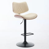 Counter Height Stool Adjustable PU Leather Swivel Beige - Furniture Home Direct