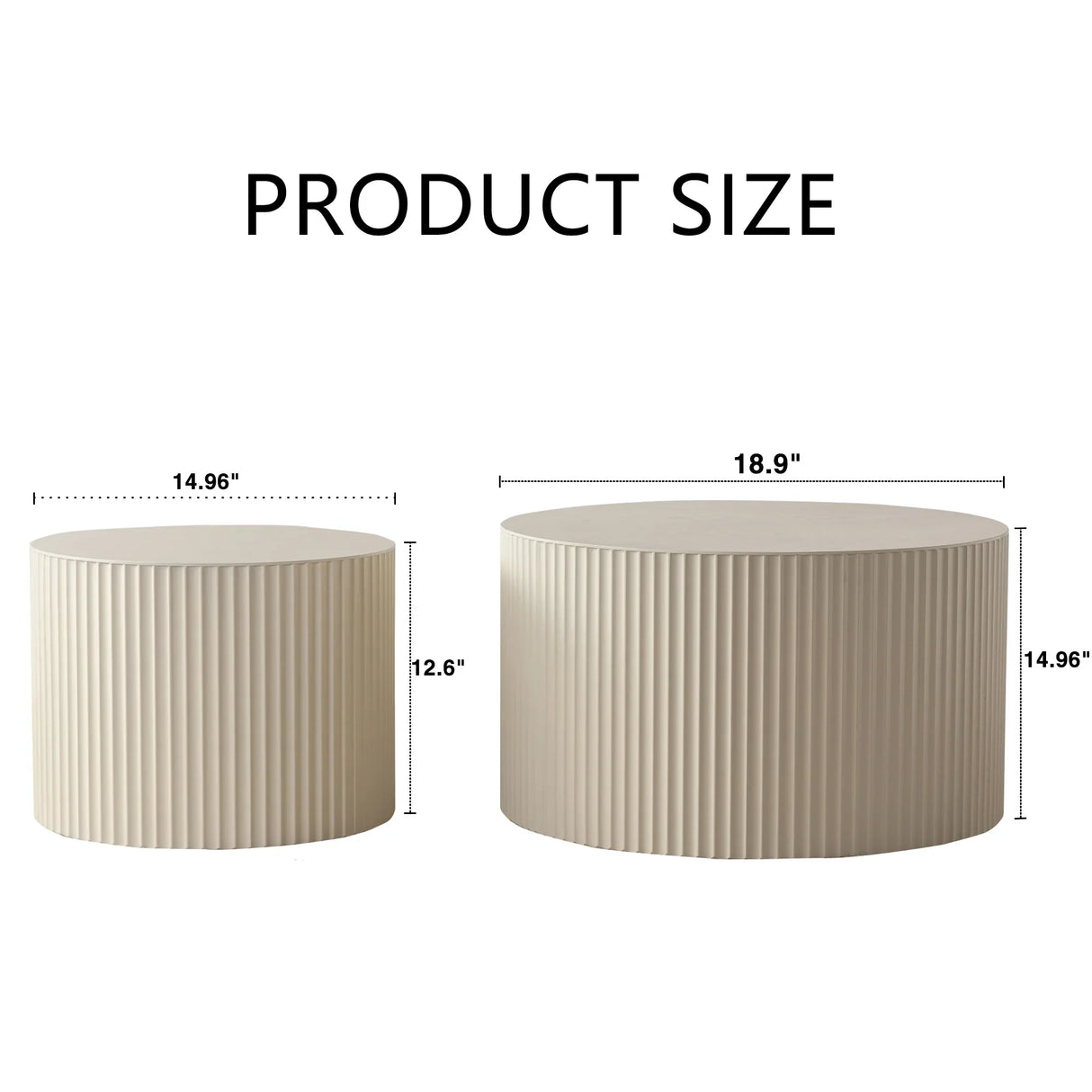 Nesting Coffee Tables Set of 2 Modern Round Soft Beige - Furniture Home Direct