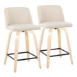 Toriano - Contemporary Modern Design Fixed Height Counter Stool With Swivel With Square Footrest (Set of 2) - Furniture Home Direct