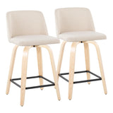 Toriano - Contemporary Modern Design Fixed Height Counter Stool With Swivel With Square Footrest (Set of 2) - Furniture Home Direct