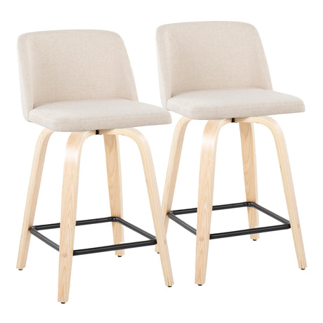 Toriano - Contemporary Modern Design Fixed Height Counter Stool With Swivel With Square Footrest (Set of 2) - Furniture Home Direct
