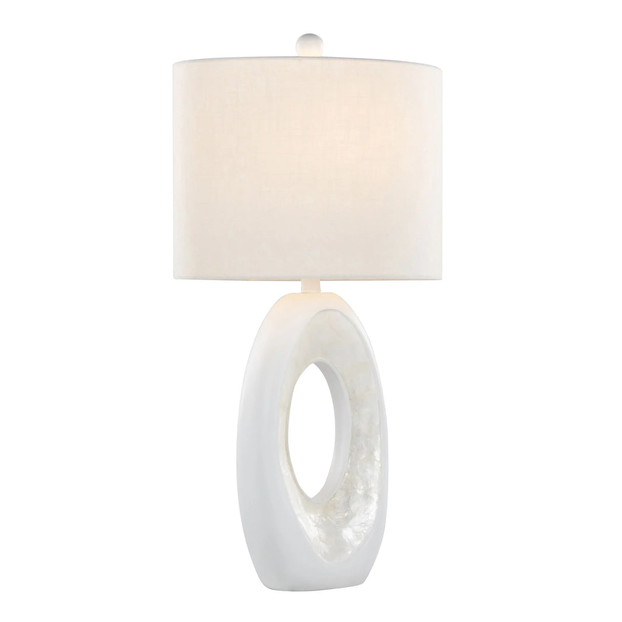 Pearl - Contemporary Table Lamp (Set of 2) - Matte White / Natural Shell - Furniture Home Direct