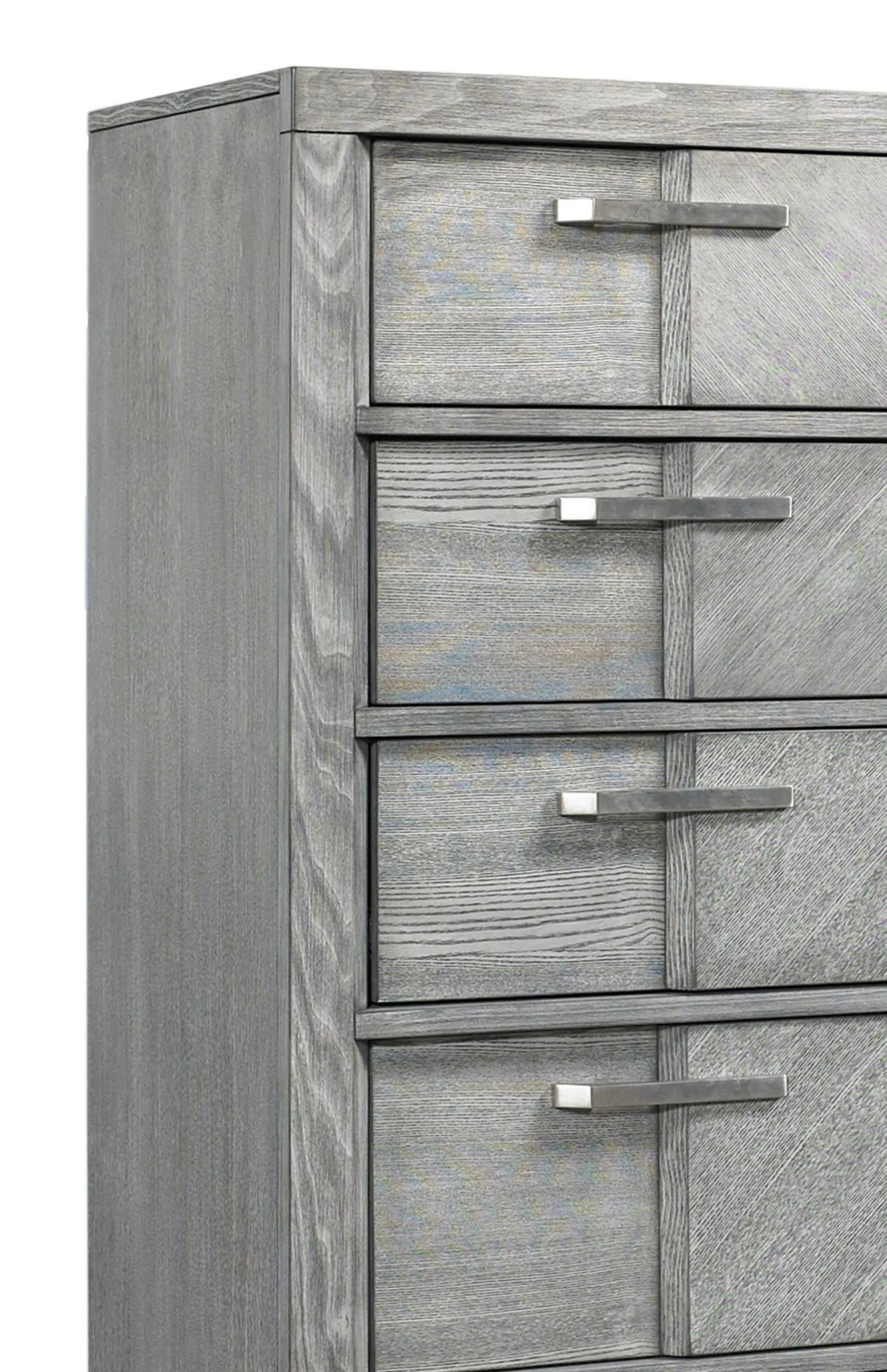 5 Drawer Chest Book Matched Veneers - Gray - Furniture Home Direct