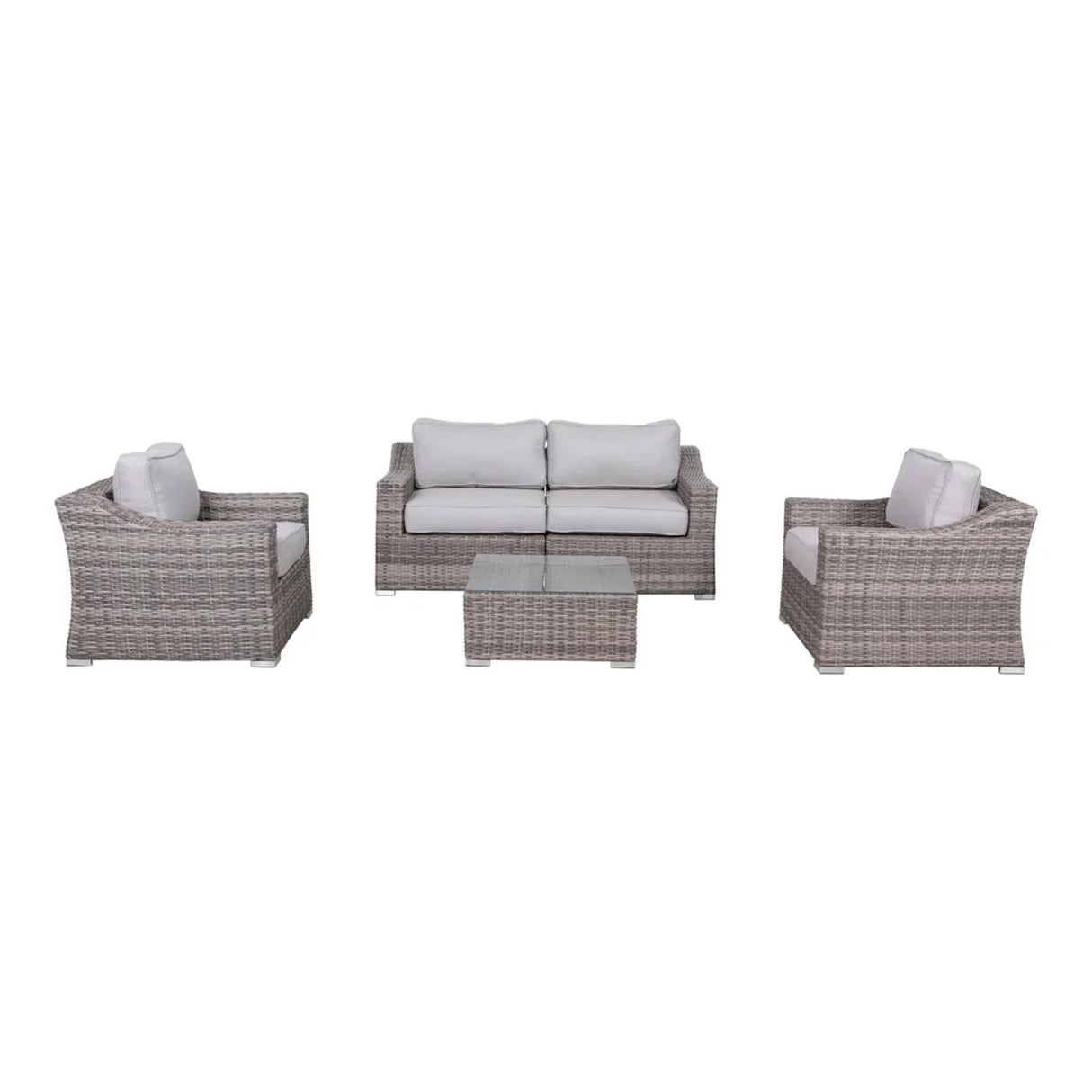 Outdoor Wicker Conversation Set With Cushions, All Weather - Furniture Home Direct