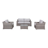 Outdoor Wicker Conversation Set With Cushions, All Weather - Furniture Home Direct