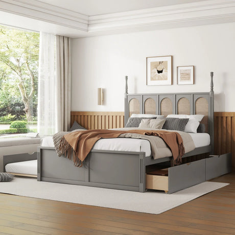 Platform Bed With With 2 Big Drawers With Trundle - Furniture Home Direct