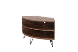 Fan Shape Reclaimed Wood Corner Media Table For Living Room Wise Use Your Space - Natural - Furniture Home Direct