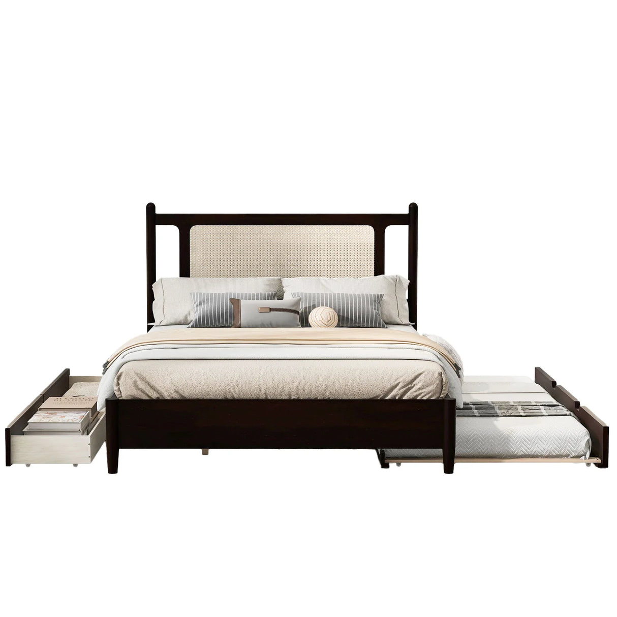Platform Bed With 2 Big Drawers & Trundle - Furniture Home Direct