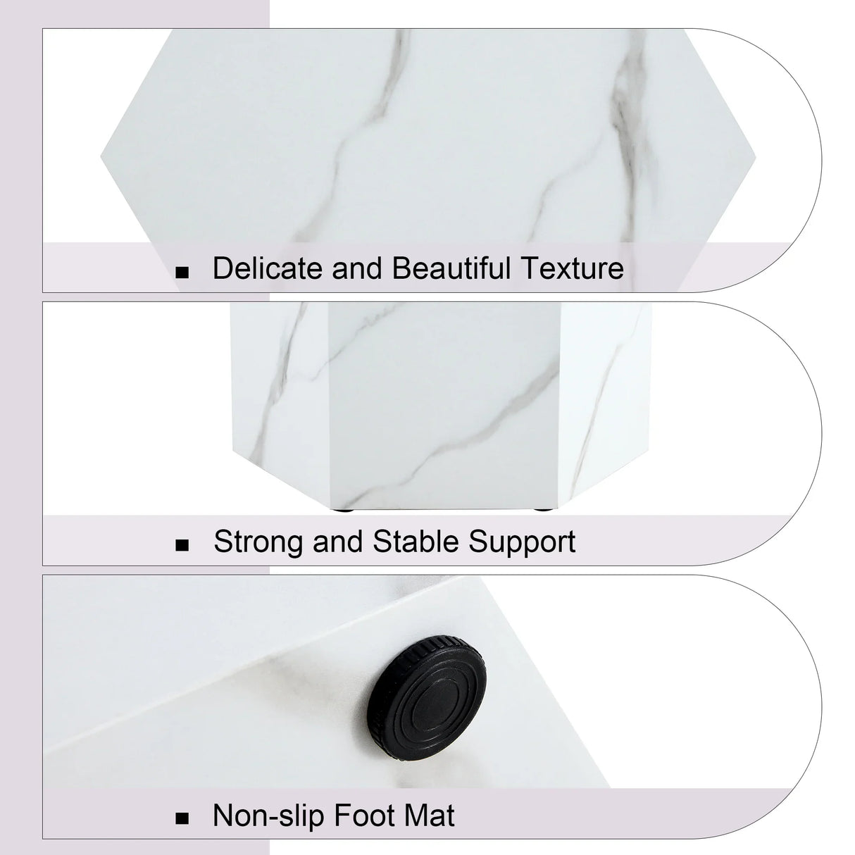 Coffee Table Marble-Effect Cube Geometric Design White - Furniture Home Direct