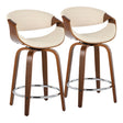 Symphony - Mid-Century Modern Fixed Height Counter Stool With Swivel And Round Footrest (Set of 2) - Walnut / Cream - Furniture Home Direct