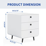 Modern Night Stand Storage Cabinet For Living Room Bedroom, Steel Cabinet With 3 Drawers, Bedside Furniture, Circular Handle - White - Furniture Home Direct